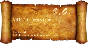 Váli Orsolya névjegykártya